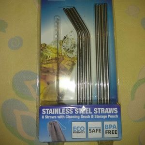 Stainless Steel Straws 8 Piece W/Brush